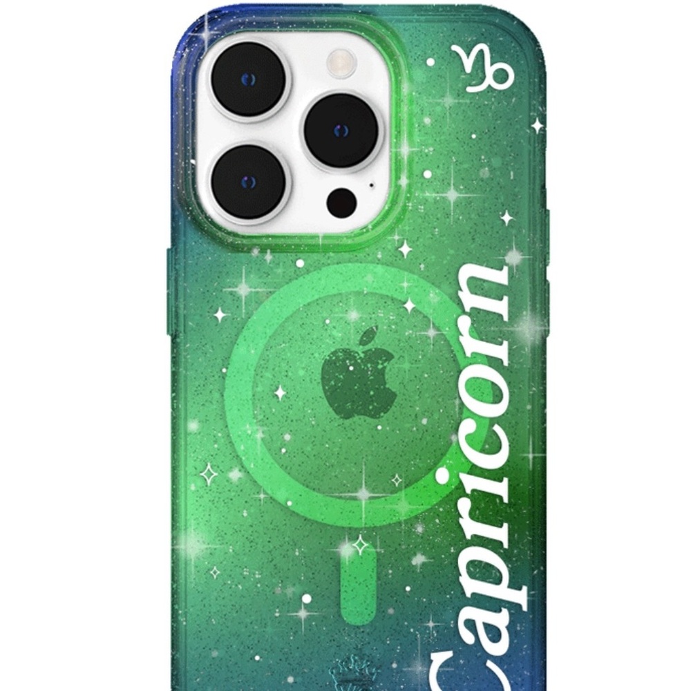 Capricorn Green Glitter iPhone 14pro Case
